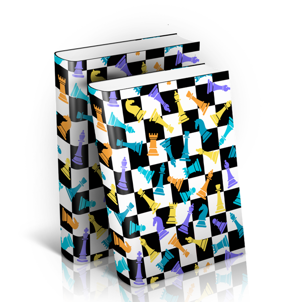 תמונה של 2 גליונות עטיפות לספרים דגם שחמט