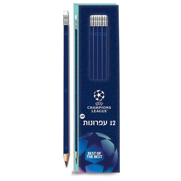 תמונה של 12 עפרונות עם מחק דגם כדורגל אלופים